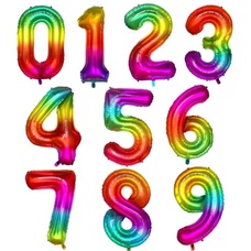 Цифра 0-9 градиент радужная 34' (86 см) Шар с гелием