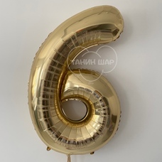 Цифра 6 белое золото 40' (102 см) Шар с гелием