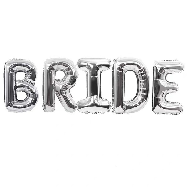 Шары буквы метровые BRIDE серебряные Шары с гелием