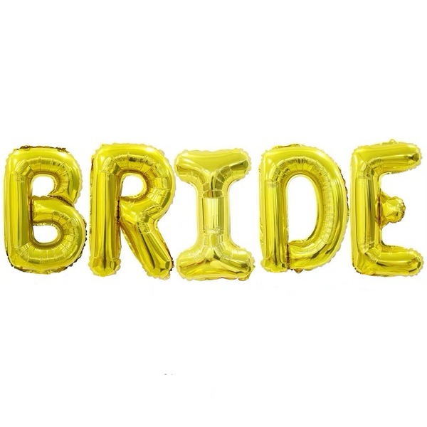 Шары буквы маленькие BRIDE золотые Шары с воздухом