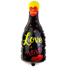 Бутылка шампанского чёрная Love XOXO Шар с гелием