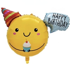 Смайлик в колпаке с кексом Happy Birthday Шар с гелием