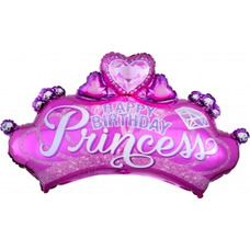 Корона диадема розовая Happy Birthday Princess принцесса Шар с гелием