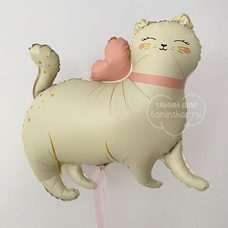 Кошка кот кремовая сатин Шар с гелием