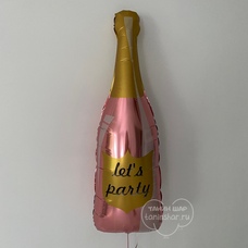 Бутылка шампанского розовое золото Let's Party Шар с гелием Бутылка шампанского розовое золото Let's Party Шар с гелием