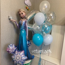 Сет шаров с цифрой и Эльзой Холодное сердце 