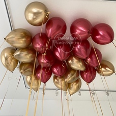 22 шара хром золотые красные к потолку
