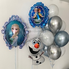 Сет Холодное сердце с Эльзой и фонтан белые голубые серебрянные шары