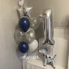 Сет шаров с цифрой и собакой 3д