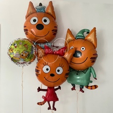 Сет шаров Три кота Коржик Карамелька Компот и круг Сет шаров Три кота Коржик Карамелька Компот и круг