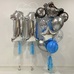 Сет серебряные голубые шары хром агаты мотоцикл и цифры