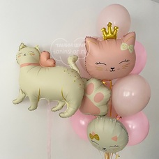 Сет розовые шары фонтан с кошечками