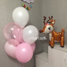 Сет шаров Новогодний фонтан с оленёнком 3д
