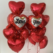 Сет красные сердца и очки love you