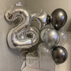 Серебряные шары сет с цифрами