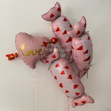 Сет шаров конфеты с сердечками и сердце love
