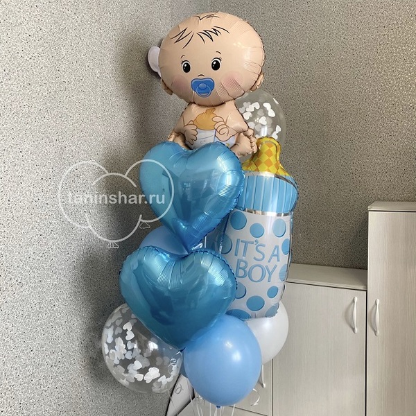 Сет шаров с малышом и сердцами на выписку