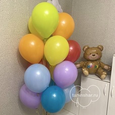 Фонтан радужных шаров с мишкой 3д Фонтан радужных шаров с мишкой 3д