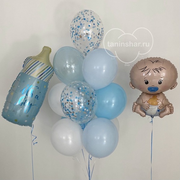 Сет шаров на выписку с малышом и бутылочкой