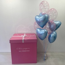 Сет шаров фонтан сердца шары с конфетти и коробкой-сюрприз