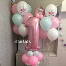 Сет шаров цифра на шарах с единорогами