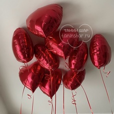 Красные сердца 9 шаров под потолок