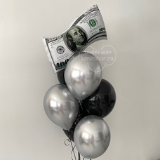 Фонтан серебряные чёрные шары доллар