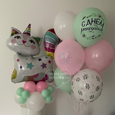 Сет розовые мятные шары и кошка на шарах