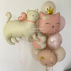 Сет белый песок пыльная роза шары фонтан с кошечками