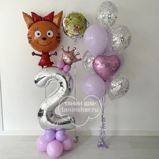 Сет фонтан белые розовые шары хром с цифрой в короне