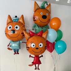 Сет шаров Три кота Коржик Карамелька Компот и фонтан Сет шаров Три кота Коржик Карамелька Компот и фонтан