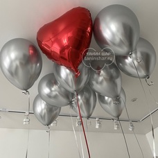 Шары хром с сердцем к потолку