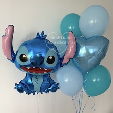 Сет голубые бирюзовые шары и Стич