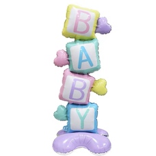 Кубики макарунс надпись BABY на подставке Шар с воздухом