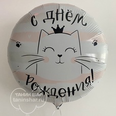 Круг 18' Кошка С Днём рождения! Шар с гелием