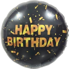 Круг 18' чёрный Happy Birthday Шар с гелием