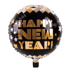 Круг 18' чёрно-белый happy new year Новогодний Шар с гелием