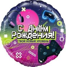 Круг 18' С Днём рождения Игра майнк блоки Шар с гелием