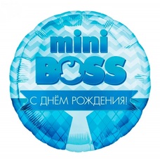 Круг 18' голубой Мини Босс С Днём Рождения Шар с гелием