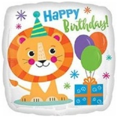 Квадрат 18' белый Happy Birthday Лев Шар с гелием