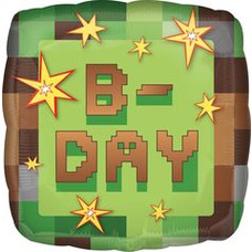 Квадрат 18' зелёный B-day Пиксели игра майнк Шар с гелием