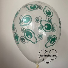 Шар латексный 12 дюймов (30 см) Прозрачный кристалл Авокадо (ягоды и фрукты) с гелием и обработкой