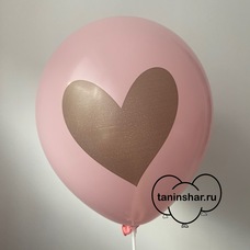 Шар латексный 12 дюймов (30 см) Розовый пастель Сердце Золотое с гелием и обработкой