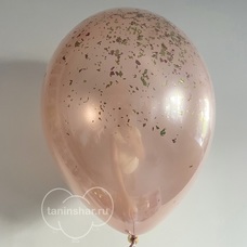 Шар латексный 12 дюймов (30 см) Стеклянный даблстаф розовое золото с конфетти с гелием и обработкой