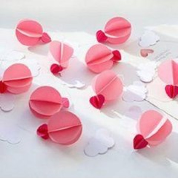 Декорированная лента к большому шару Розовые кружки/облака