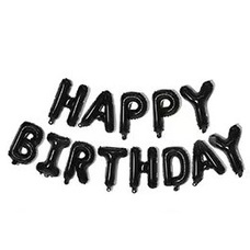 Растяжка-шары на ленте Happy Birthday чёрная с воздухом