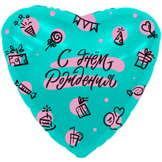Сердце 18' С Днём рождения Шар с гелием