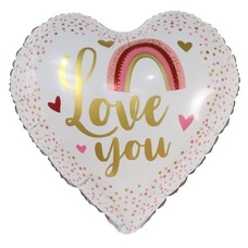 Сердце 18' белое радуга бохо Love you Шар с гелием